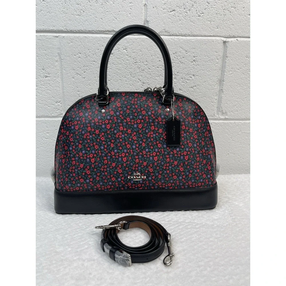Coach Sierra Bag in Ranch Floral print Coated Canvass Leather Base & Handle NWT